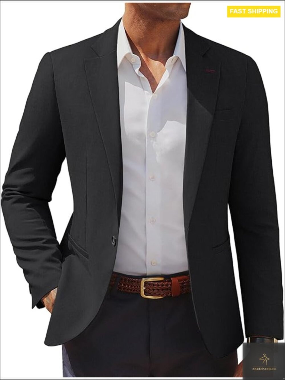 Classic Notch Lapel Blazer Lightweight Sport Coat Regular Fit One Button